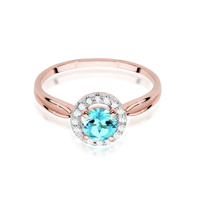 Inel Aur 14K cu Topaz Swiss 0.80 ct si Diamante Naturale 0.08 ct, imaginea 6 din 12