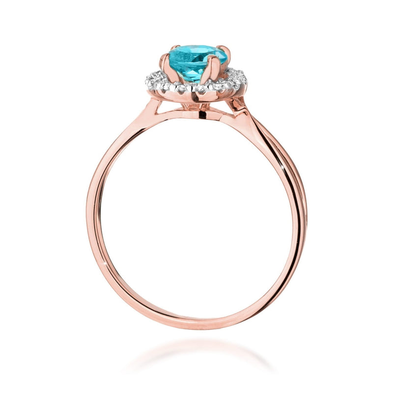 Inel Aur 14K cu Topaz Swiss 0.80 ct si Diamante Naturale 0.08 ct, imaginea 7 din 12