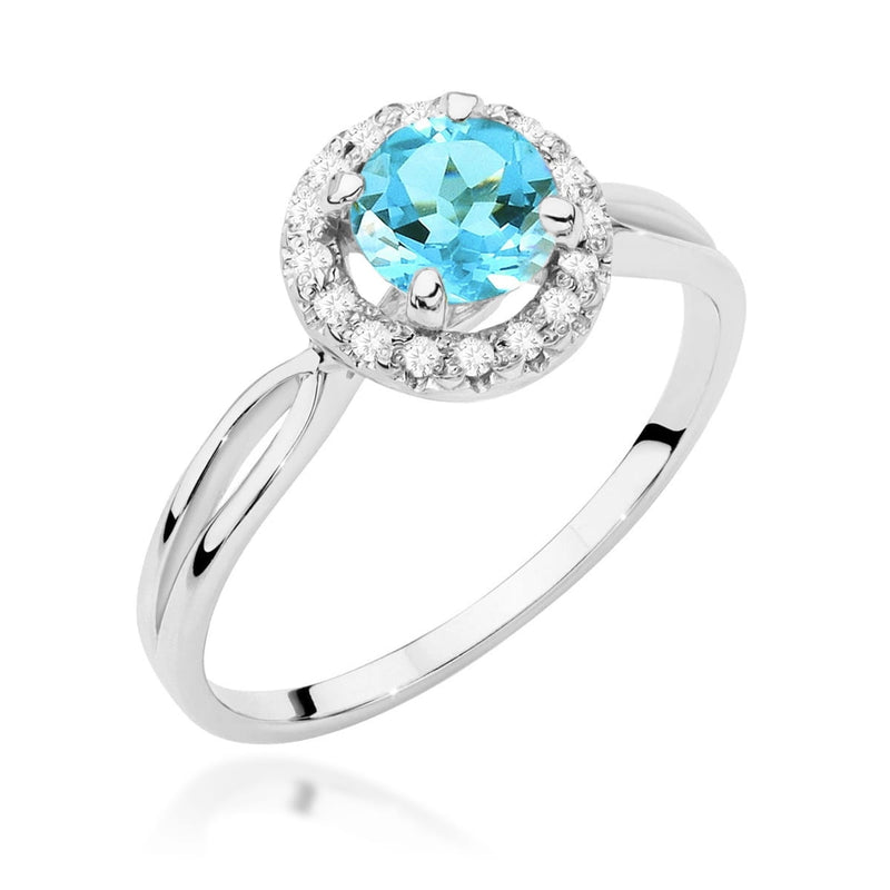 Inel Aur 14K cu Topaz Swiss 0.80 ct si Diamante Naturale 0.08 ct, imaginea 9 din 12