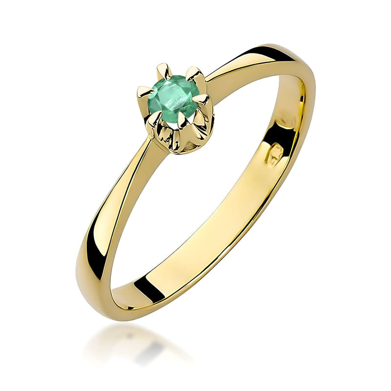Inel Aur 14K cu Smarald 0.15 ct — Aur galben
