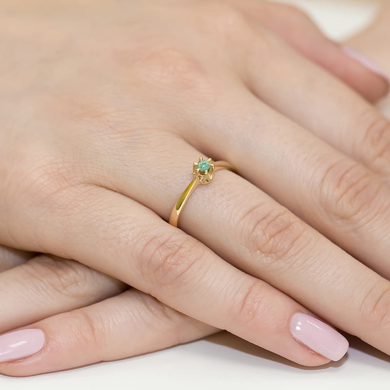 Inel Aur 14K cu Smarald 0.15 ct, imaginea 4 din 12