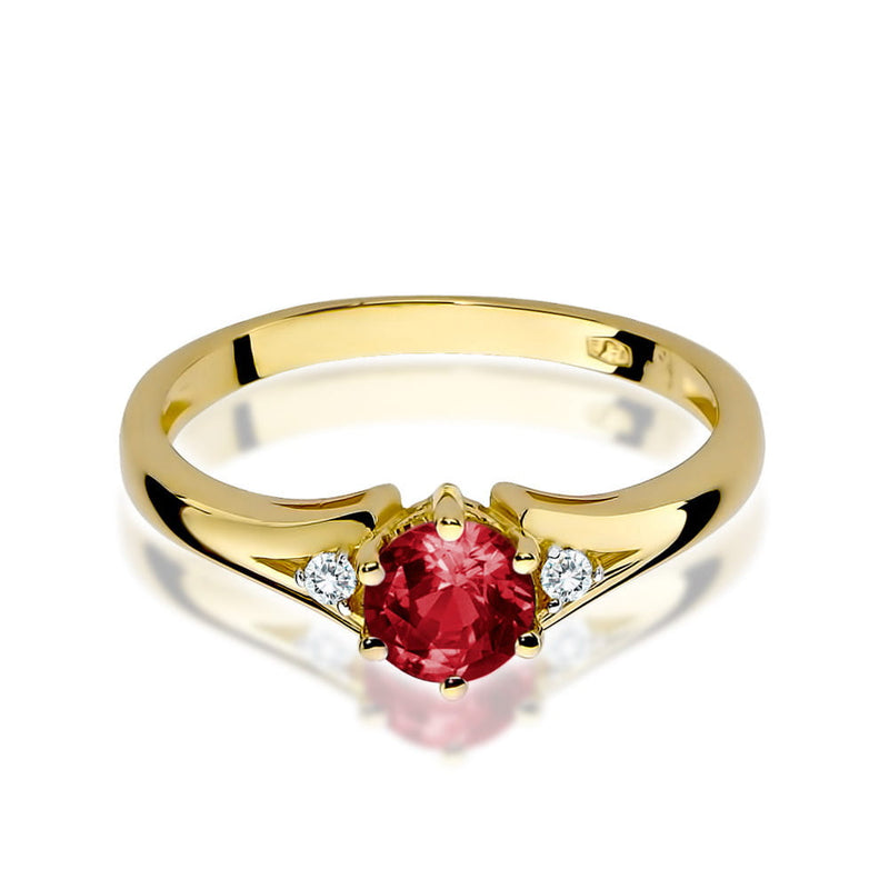 Inel Aur 14K cu Granat 0.60 ct si Diamante Naturale 0.03 ct, imaginea 2 din 12