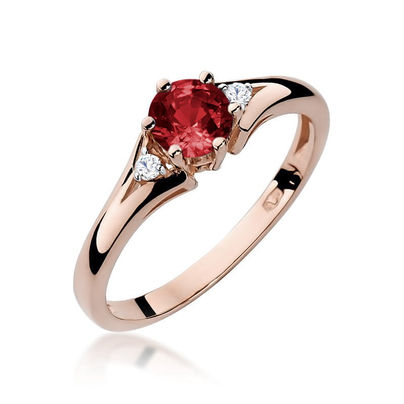 Inel Aur 14K cu Granat 0.60 ct si Diamante Naturale 0.03 ct, imaginea 5 din 12