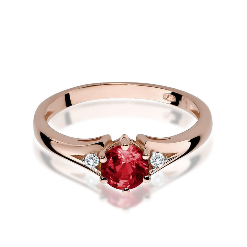 Inel Aur 14K cu Granat 0.60 ct si Diamante Naturale 0.03 ct, imaginea 6 din 12