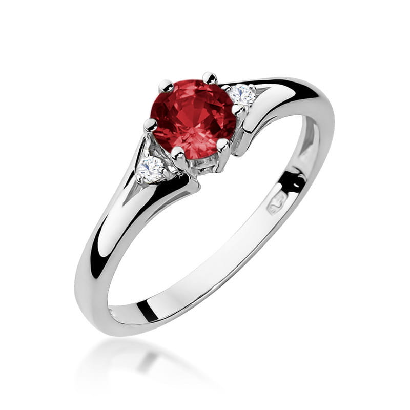 Inel Aur 14K cu Granat 0.60 ct si Diamante Naturale 0.03 ct, imaginea 9 din 12