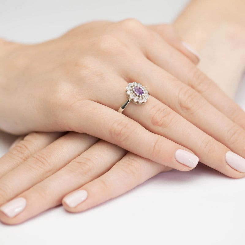 Inel Aur 14K cu Ametist 0.40 ct si Diamante Naturale 0.10 ct, imaginea 12 din 12