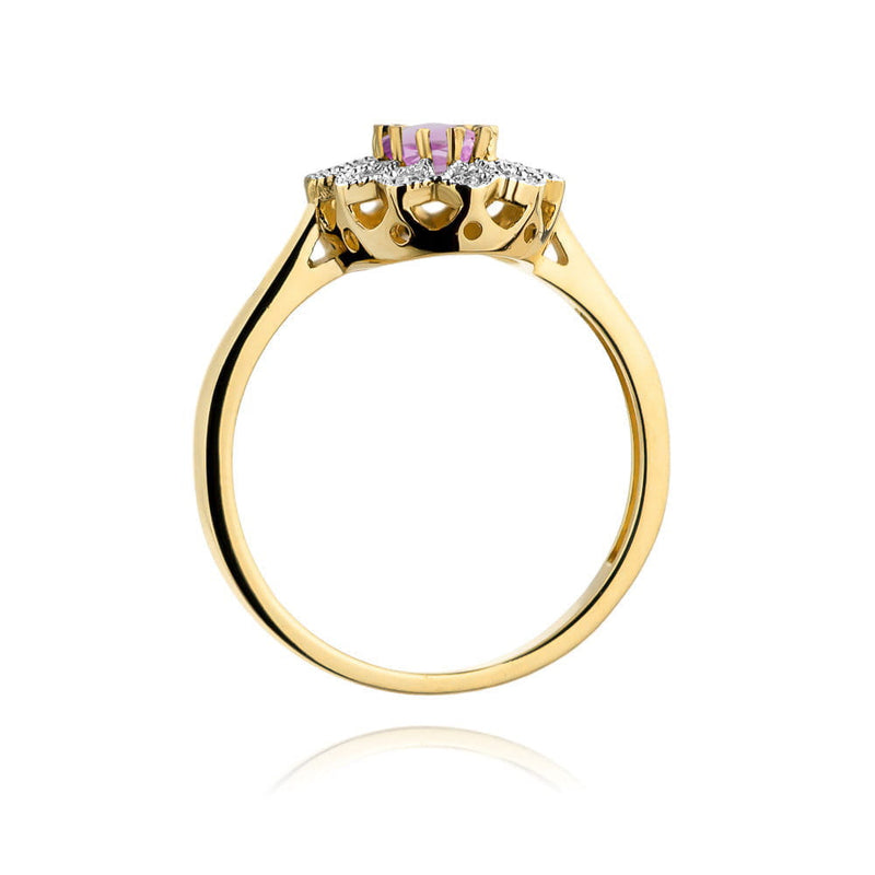 Inel Aur 14K cu Ametist 0.40 ct si Diamante Naturale 0.10 ct, imaginea 3 din 12