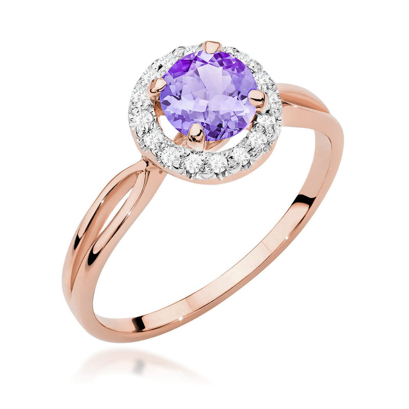 Inel Aur 14K cu Ametist 0.90 ct si Diamante Naturale 0.08 ct, imaginea 5 din 12