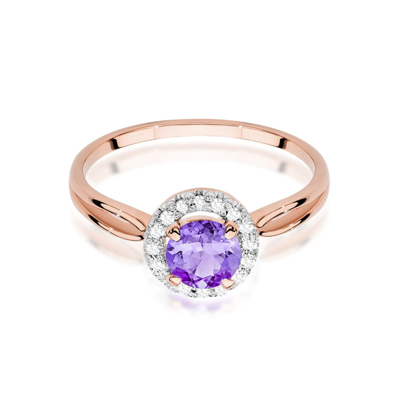 Inel Aur 14K cu Ametist 0.90 ct si Diamante Naturale 0.08 ct, imaginea 6 din 12