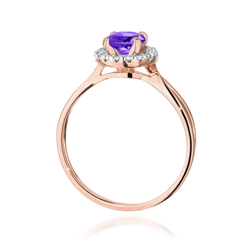 Inel Aur 14K cu Ametist 0.90 ct si Diamante Naturale 0.08 ct, imaginea 7 din 12