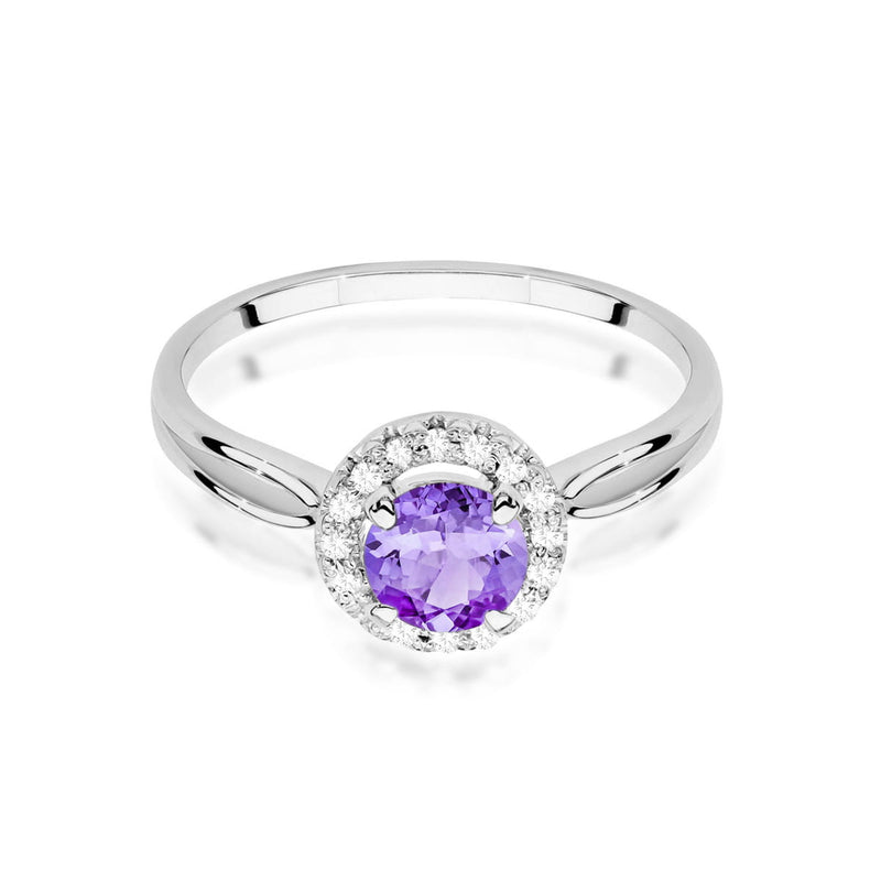Inel Aur 14K cu Ametist 0.90 ct si Diamante Naturale 0.08 ct, imaginea 10 din 12