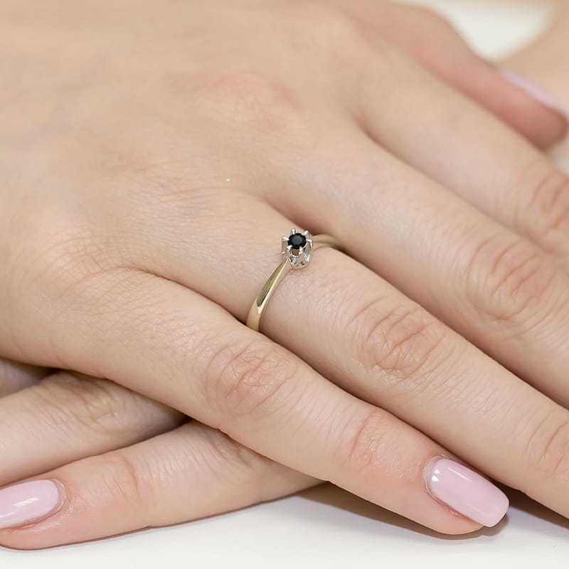 Inel Aur 14K cu Diamant Natural Negru 0.12 ct, imaginea 12 din 12