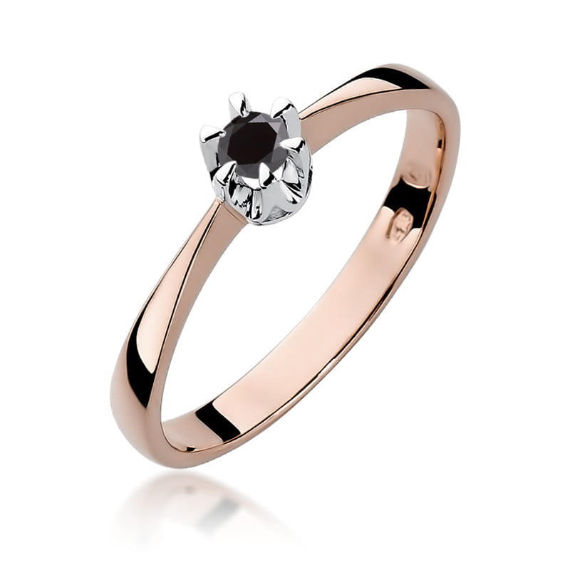 Inel Aur 14K cu Diamant Natural Negru 0.12 ct, imaginea 5 din 12