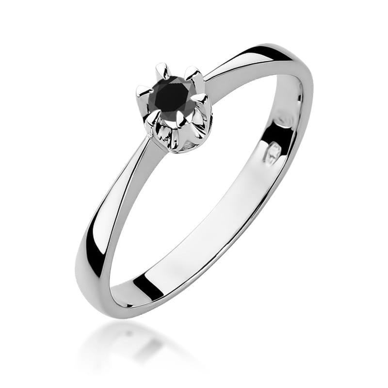 Inel Aur 14K cu Diamant Natural Negru 0.12 ct, imaginea 9 din 12