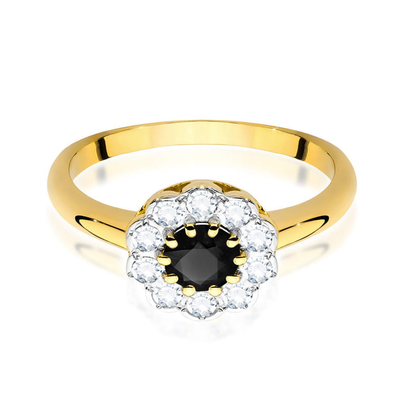 Inel Aur 14K cu Diamante Naturale Albe si Negre 0.80 ct, imaginea 2 din 9