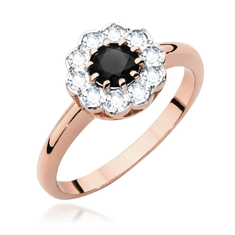 Inel Aur 14K cu Diamante Naturale Albe si Negre 0.80 ct, imaginea 4 din 9
