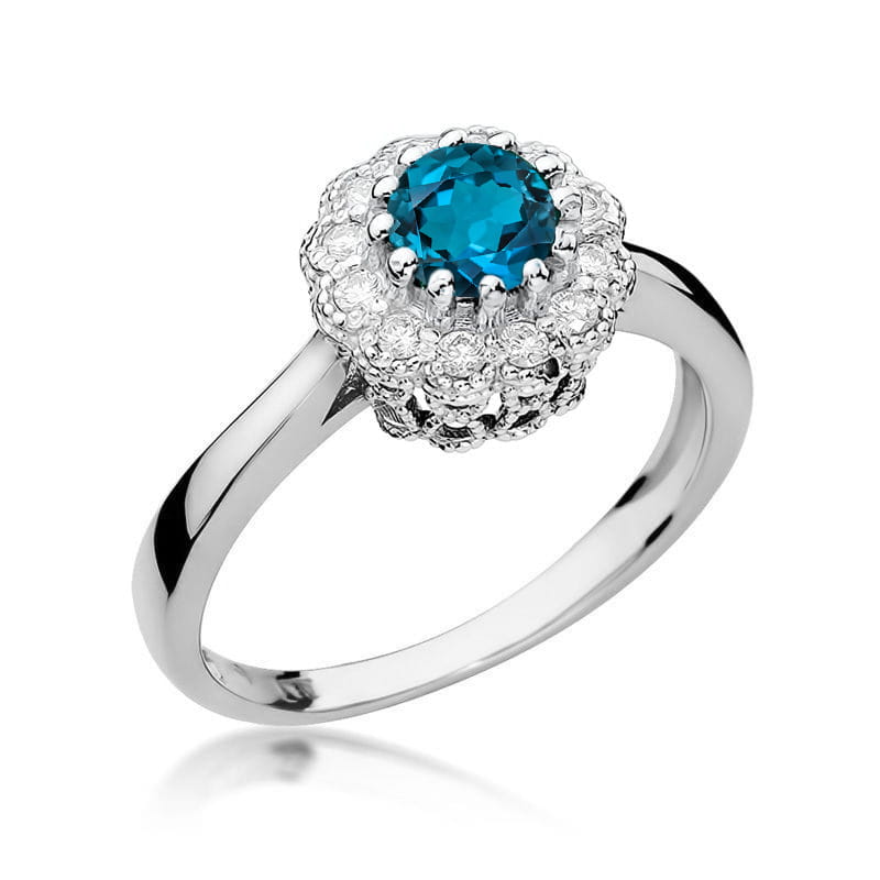 Inel Aur 14K cu Topaz London Blue 0.50 ct si Diamante Naturale 0.17 ct, imaginea 7 din 9