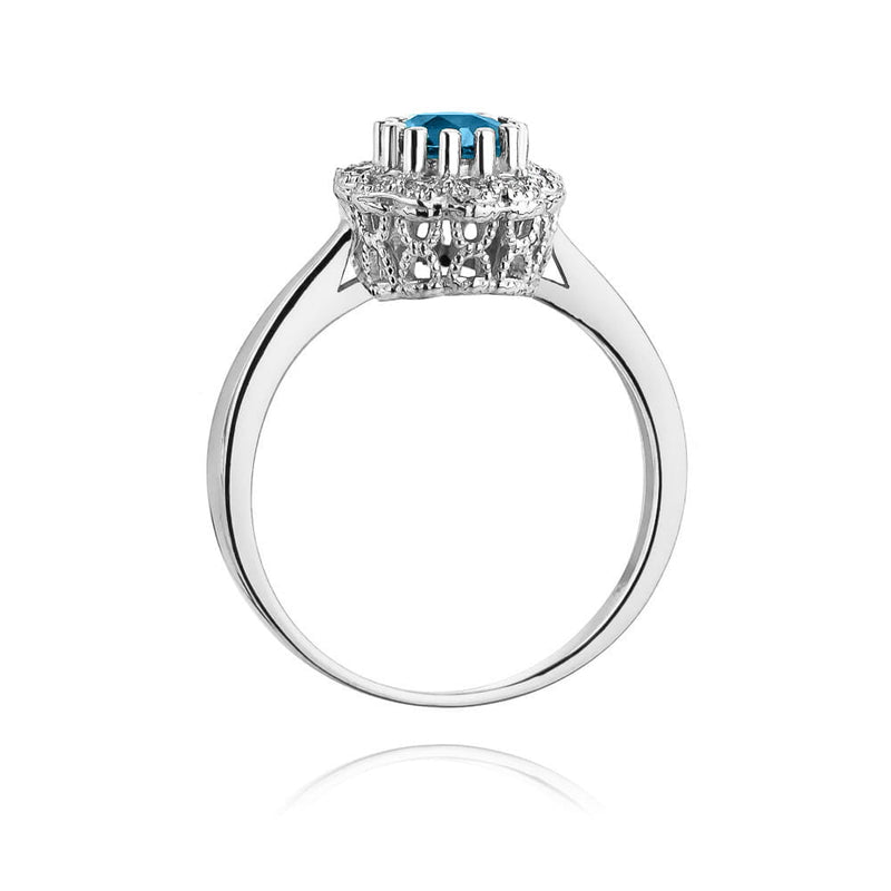Inel Aur 14K cu Topaz London Blue 0.50 ct si Diamante Naturale 0.17 ct, imaginea 9 din 9