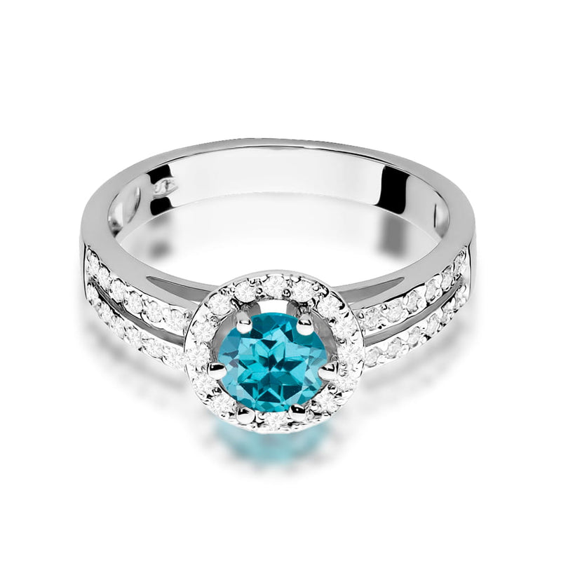 Inel Aur 14K cu Topaz London Blue 0.50 ct si Diamante Naturale 0.20 ct, imaginea 10 din 12