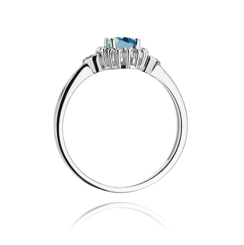 Inel Aur 14K cu Topaz London Blue 0.50 ct si Diamante Naturale 0.10 ct, imaginea 11 din 12