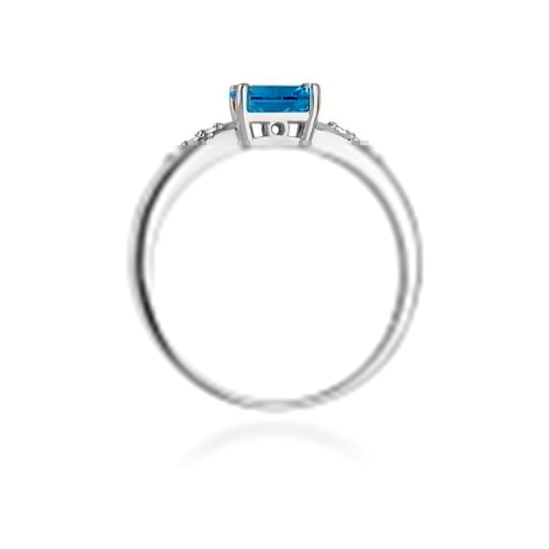 Inel Aur 14K cu Topaz London Blue 0.50 ct si Diamante Naturale 0.03 ct, imaginea 11 din 12
