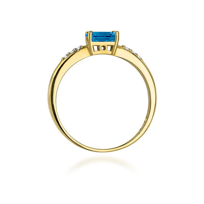 Inel Aur 14K cu Topaz London Blue 0.50 ct si Diamante Naturale 0.03 ct, imaginea 3 din 12