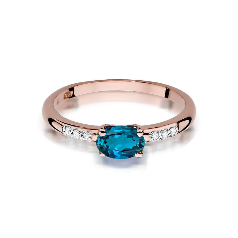 Inel Aur 14K cu Topaz London Blue 0.50 ct si Diamante Naturale 0.03 ct, imaginea 6 din 12