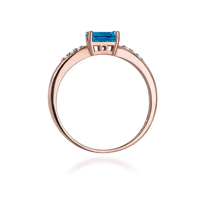 Inel Aur 14K cu Topaz London Blue 0.50 ct si Diamante Naturale 0.03 ct, imaginea 7 din 12