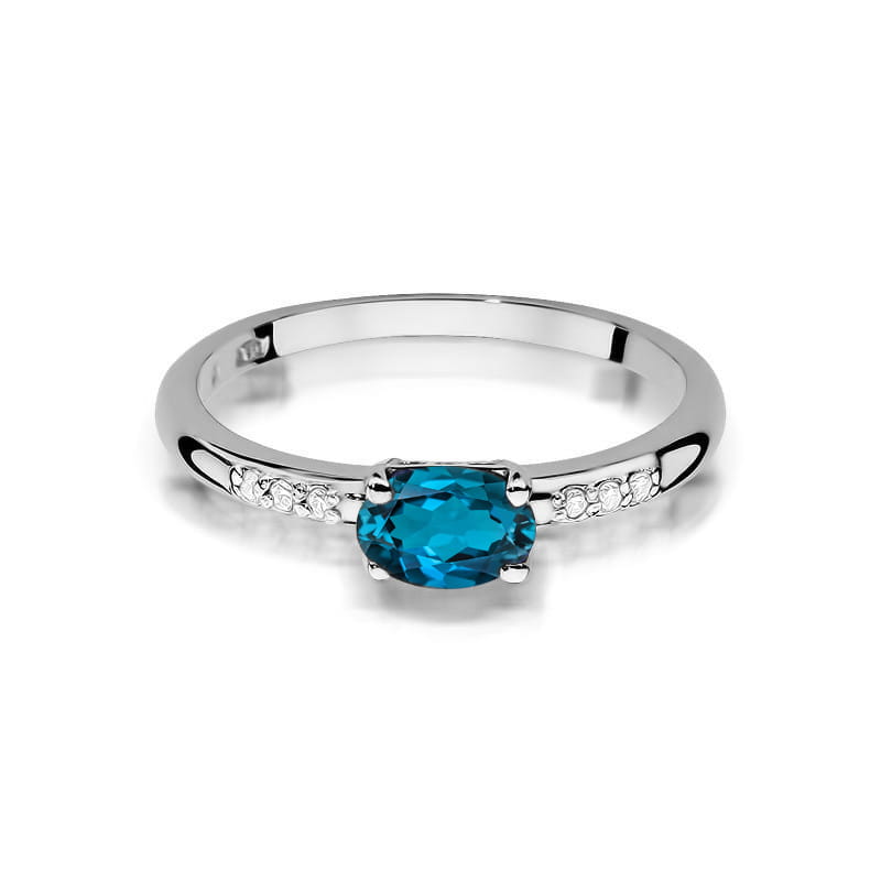 Inel Aur 14K cu Topaz London Blue 0.50 ct si Diamante Naturale 0.03 ct, imaginea 10 din 12