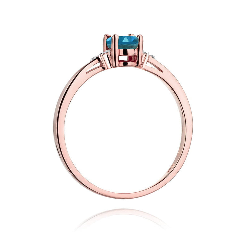 Inel Aur 14K cu Topaz London Blue 0.50 ct si Diamante Naturale 0.05 ct, imaginea 6 din 9