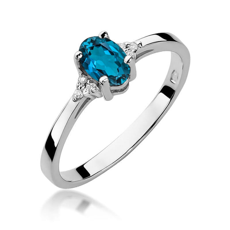 Inel Aur 14K cu Topaz London Blue 0.50 ct si Diamante Naturale 0.05 ct, imaginea 7 din 9