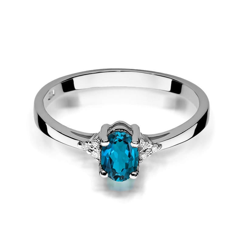 Inel Aur 14K cu Topaz London Blue 0.50 ct si Diamante Naturale 0.05 ct, imaginea 8 din 9