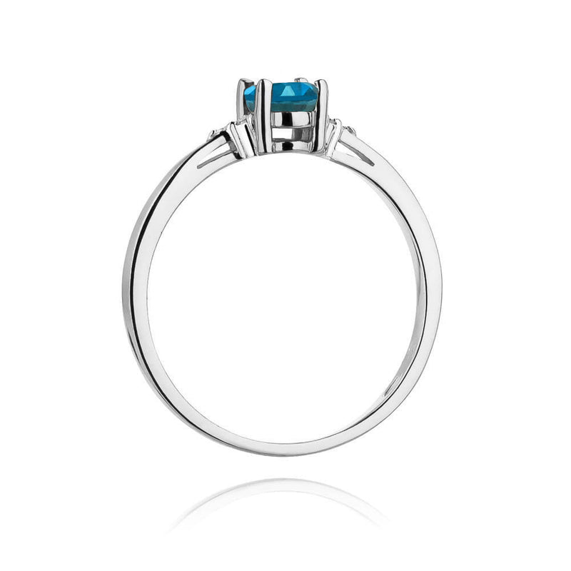 Inel Aur 14K cu Topaz London Blue 0.50 ct si Diamante Naturale 0.05 ct, imaginea 9 din 9