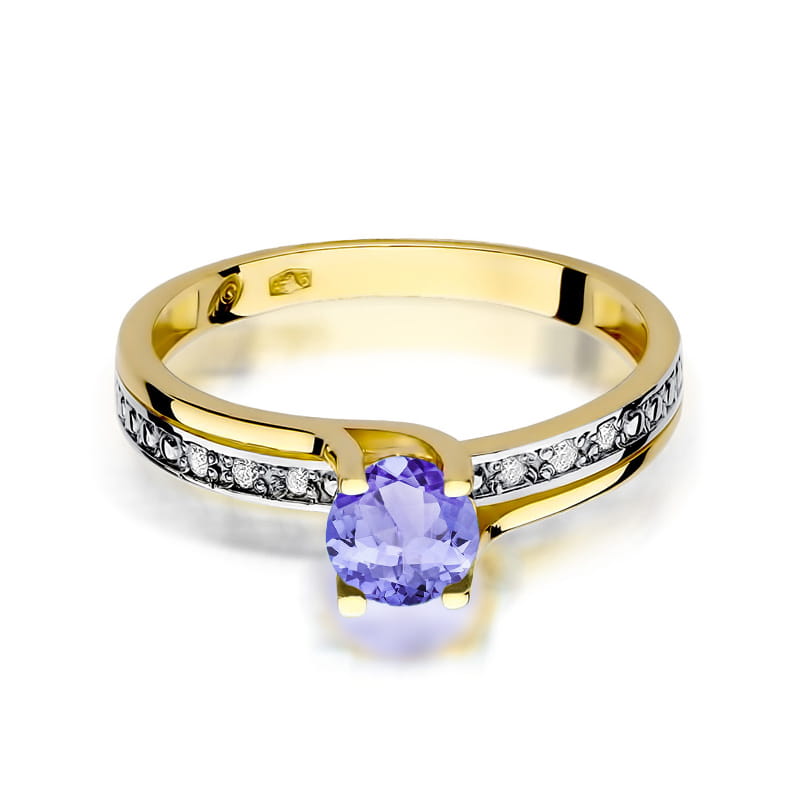 Inel Aur 14K cu Tanzanit 0.50 ct si Diamante Naturale 0.03 ct, imaginea 2 din 12