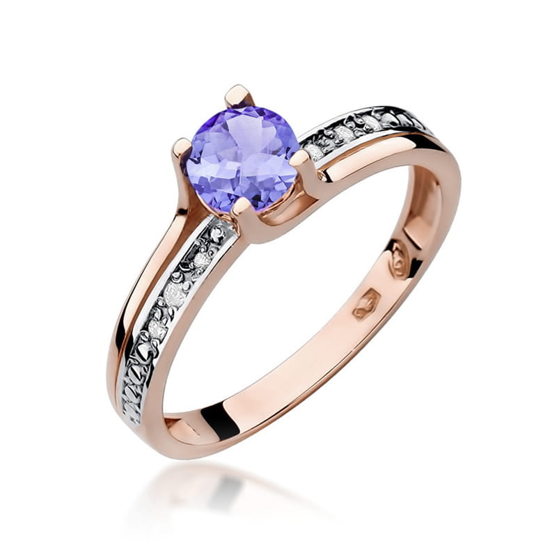 Inel Aur 14K cu Tanzanit 0.50 ct si Diamante Naturale 0.03 ct, imaginea 5 din 12