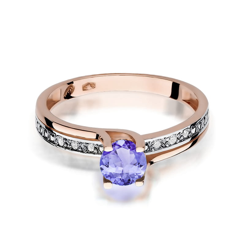 Inel Aur 14K cu Tanzanit 0.50 ct si Diamante Naturale 0.03 ct, imaginea 6 din 12