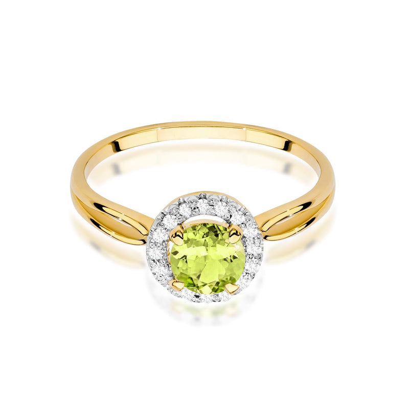Inel Aur 14K cu Peridot 0.90 ct si Diamante Naturale 0.08 ct, imaginea 2 din 12