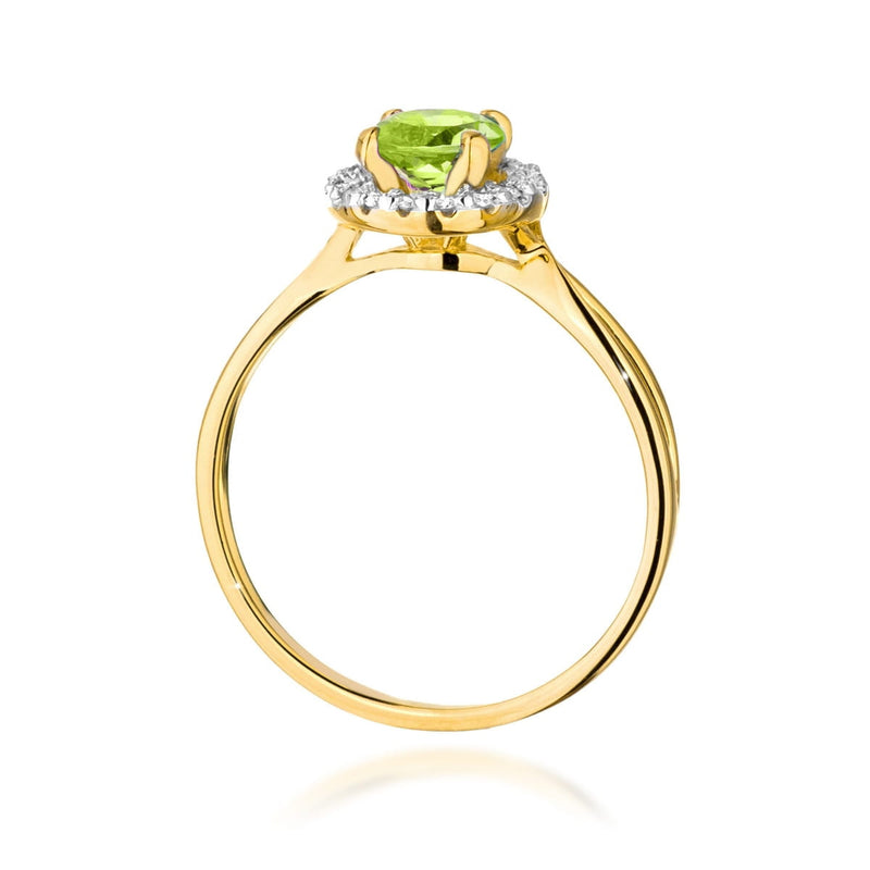 Inel Aur 14K cu Peridot 0.90 ct si Diamante Naturale 0.08 ct, imaginea 3 din 12