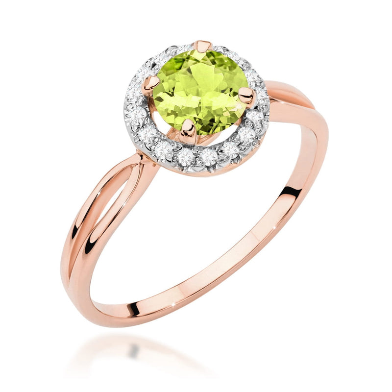 Inel Aur 14K cu Peridot 0.90 ct si Diamante Naturale 0.08 ct, imaginea 5 din 12