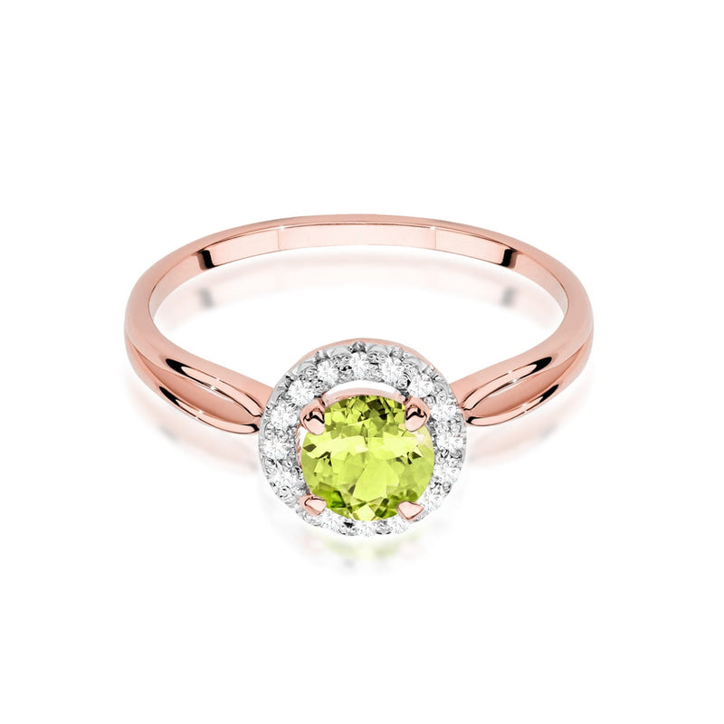 Inel Aur 14K cu Peridot 0.90 ct si Diamante Naturale 0.08 ct, imaginea 6 din 12