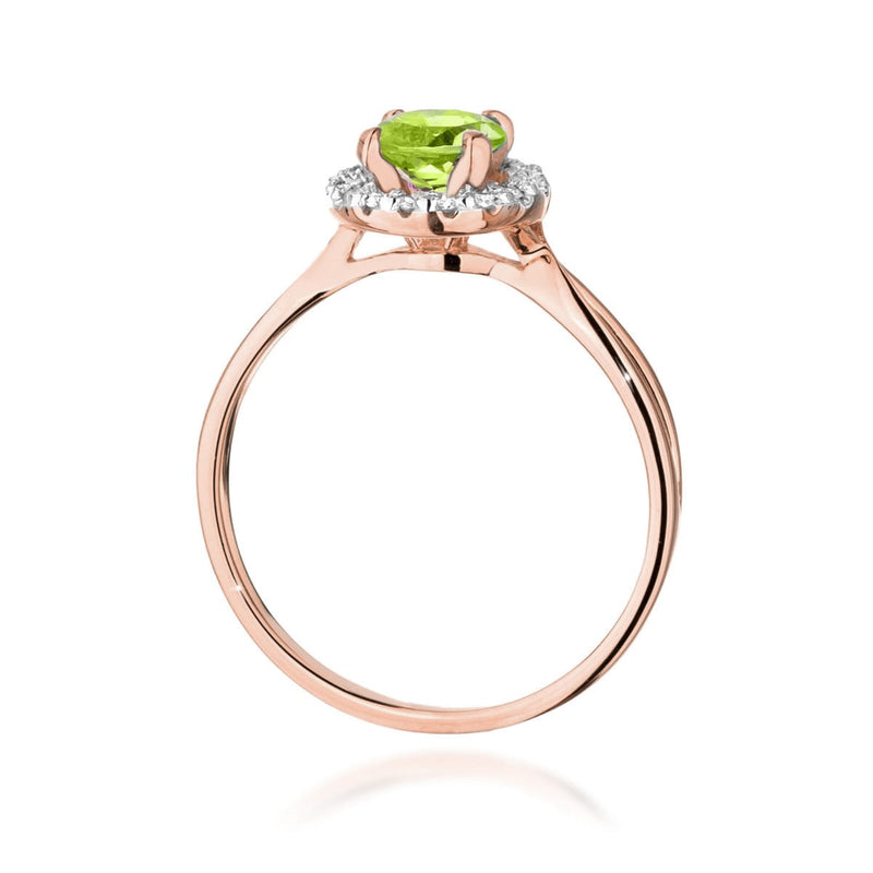 Inel Aur 14K cu Peridot 0.90 ct si Diamante Naturale 0.08 ct, imaginea 7 din 12
