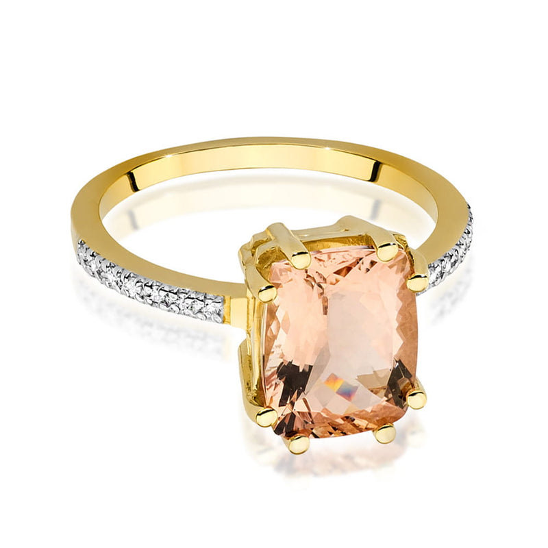 Inel Aur 14K cu Morganit 2.80 ct si Diamante Naturale 0.07 ct, imaginea 2 din 13
