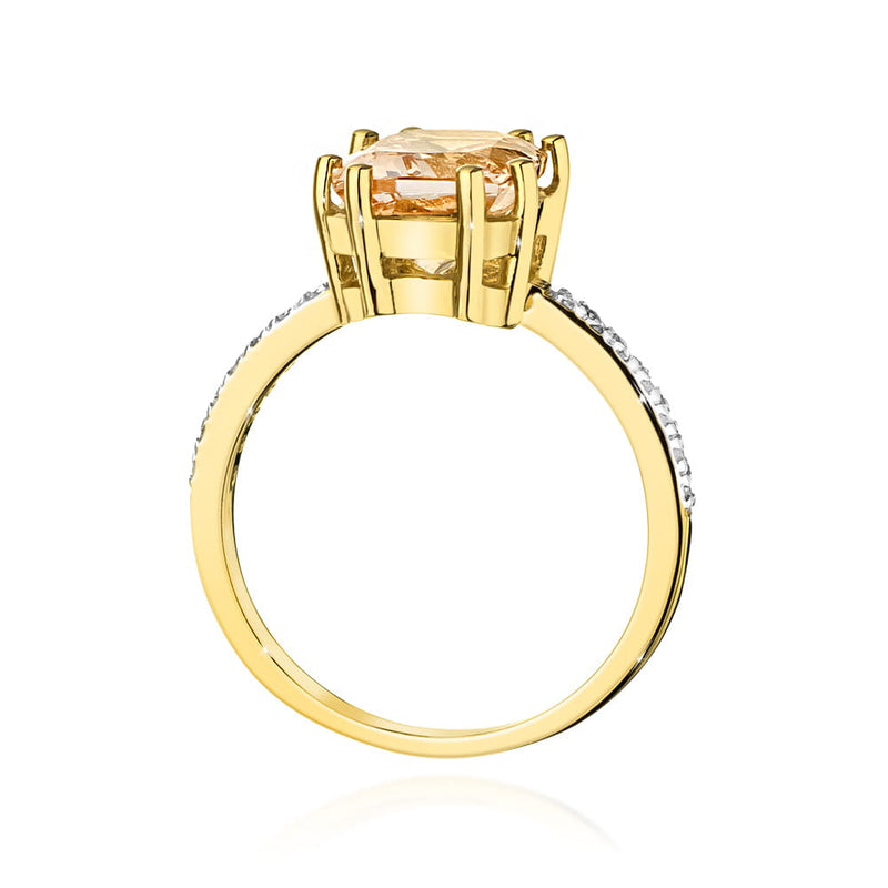 Inel Aur 14K cu Morganit 2.80 ct si Diamante Naturale 0.07 ct, imaginea 3 din 13