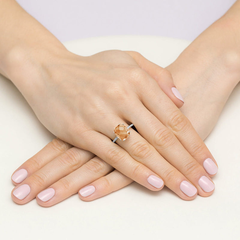 Inel Aur 14K cu Morganit 2.80 ct si Diamante Naturale 0.07 ct, imaginea 4 din 13