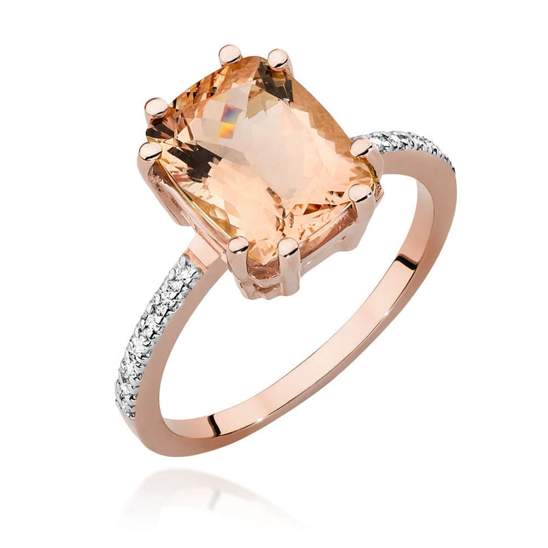 Inel Aur 14K cu Morganit 2.80 ct si Diamante Naturale 0.07 ct, imaginea 7 din 13