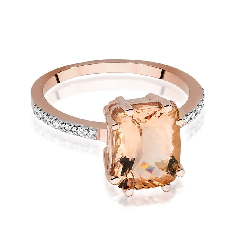 Inel Aur 14K cu Morganit 2.80 ct si Diamante Naturale 0.07 ct, imaginea 8 din 13