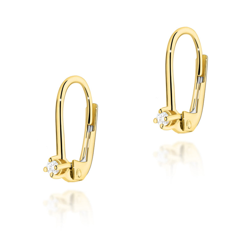 Cercei Aur 14K cu Diamant Natural 0.04 ct — Aur galben