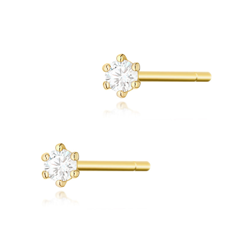 Cercei Aur 14K cu Diamant Natural 0.05 ct — Aur galben