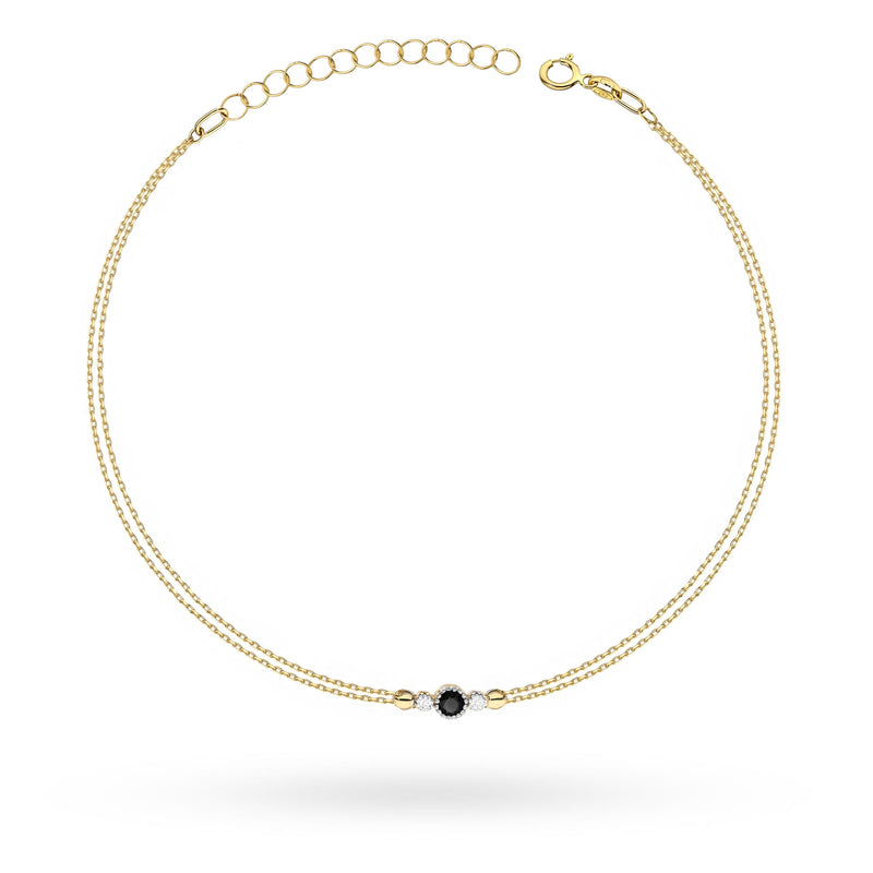 Bratara Aur 14K cu Diamante Naturale Albe si Negre 0.15 ct — Aur galben