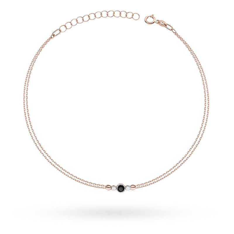 Bratara Aur 14K cu Diamante Naturale Albe si Negre 0.15 ct, imaginea 3 din 6